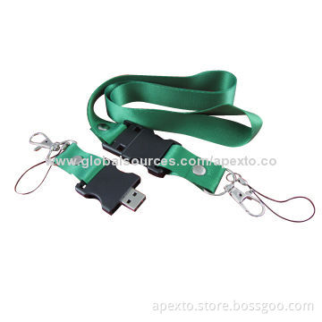 Advertising Lanyard USB Flash Drives, 1/2/4GB with Personalized Color and Customized Logo